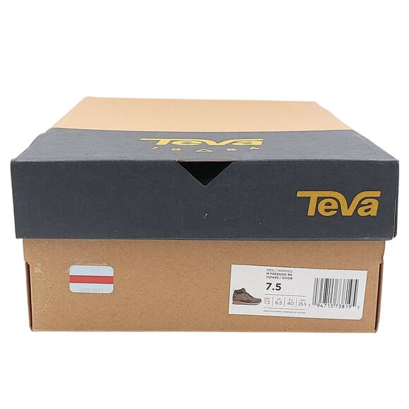 Teva Men Mid Top Hiking Boots Freeside RR Size US 7.5 Dark Olive Orange Leather - Picture 6 of 6